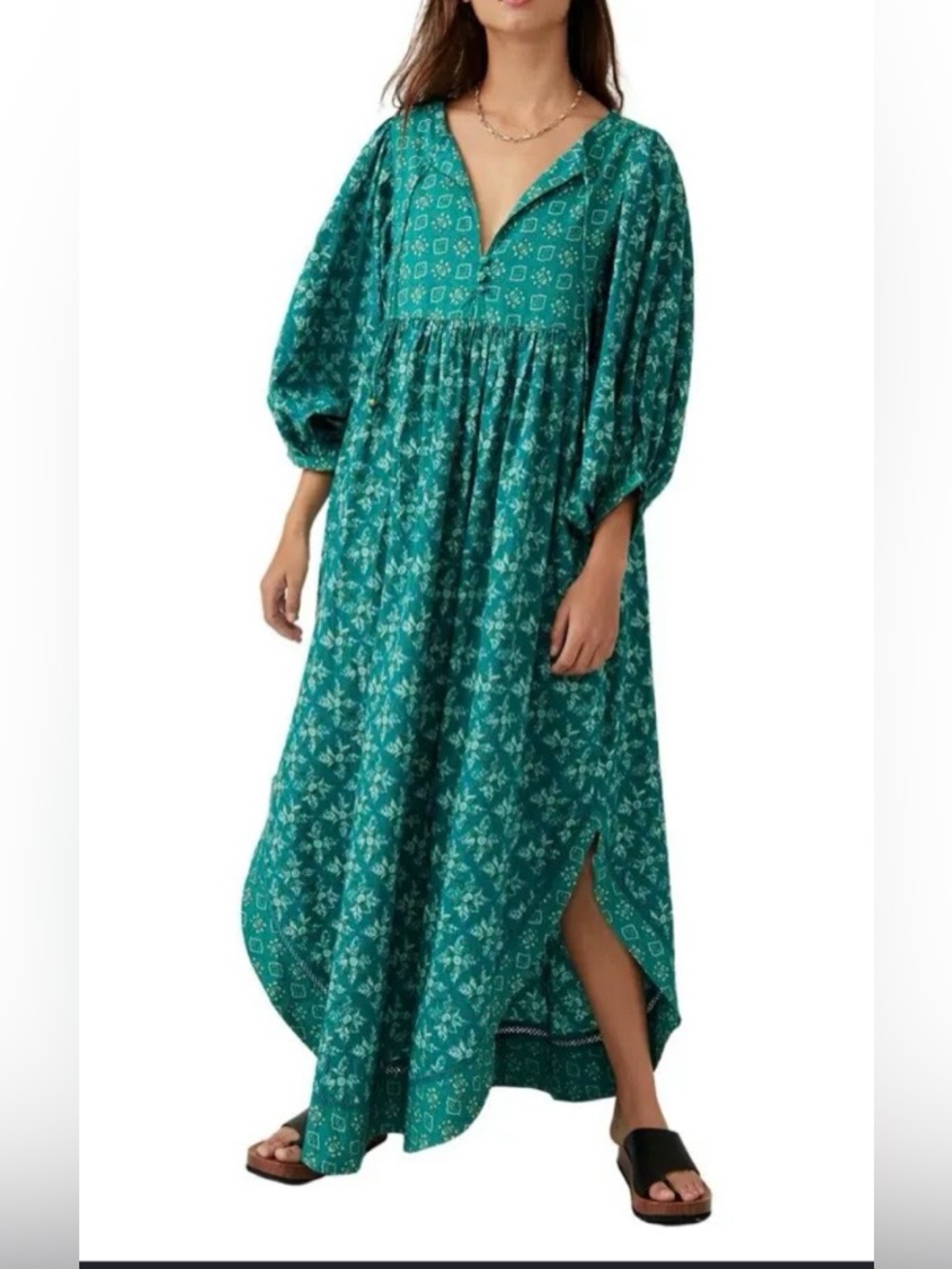 Free People Hazy Maisy Floral Maxi Dress in Forest Combo